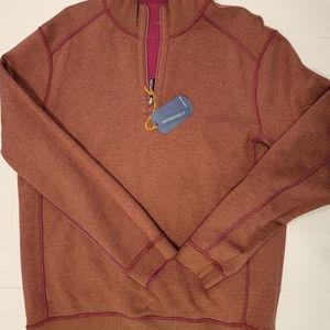 Tommy Bahama Reversible Pullover Pink Brown Medium NWT